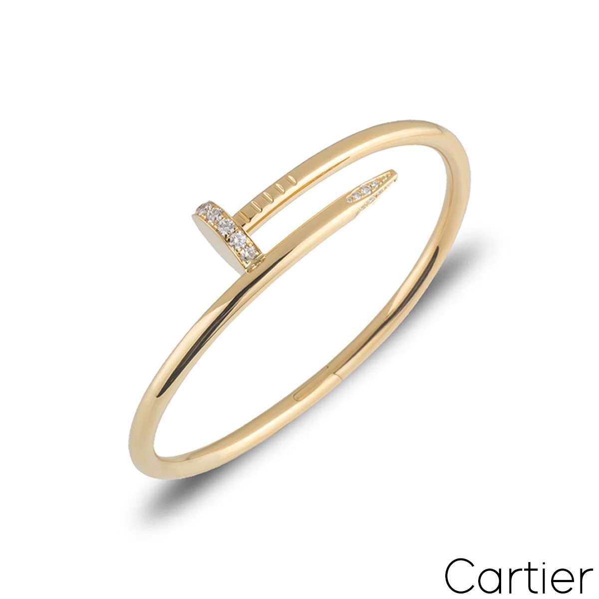 Cartier Yellow Gold Diamond Juste Un Clou Bracelet Size 17 B6045017